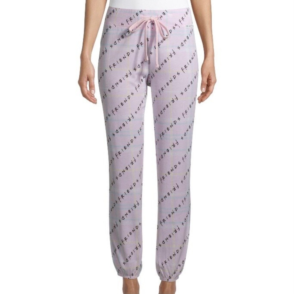 Friends Sleepwear Womens Joggers Large 12-14 Pink New with Tags Drawstring Waist